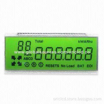 Custom-made STN LCD panel for energy meter, positive, w/ outline size 54.5x19.5mm, wide temperature